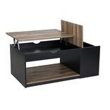 Table basse relevable Laura bois et m&eacute;tal noir 110x60xH45&agrave;57cm