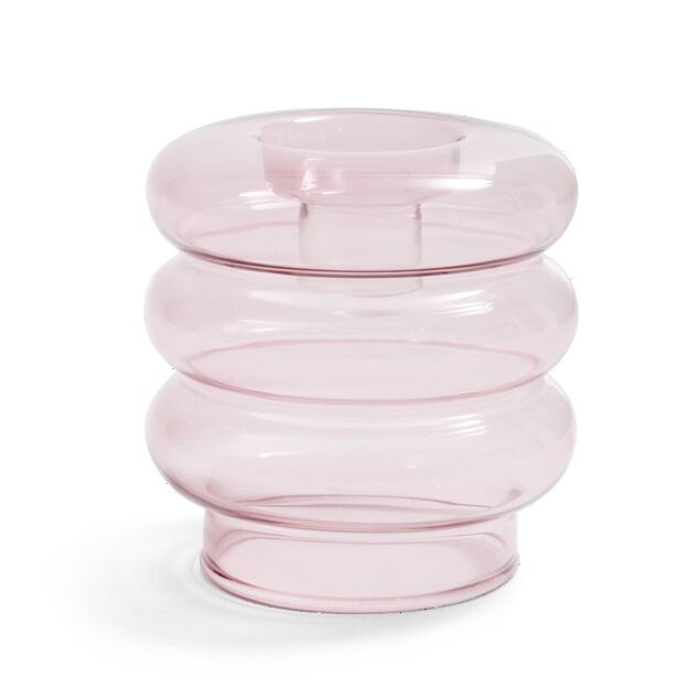 Bougeoir anneau rose clair Ø9xH8,5cm
