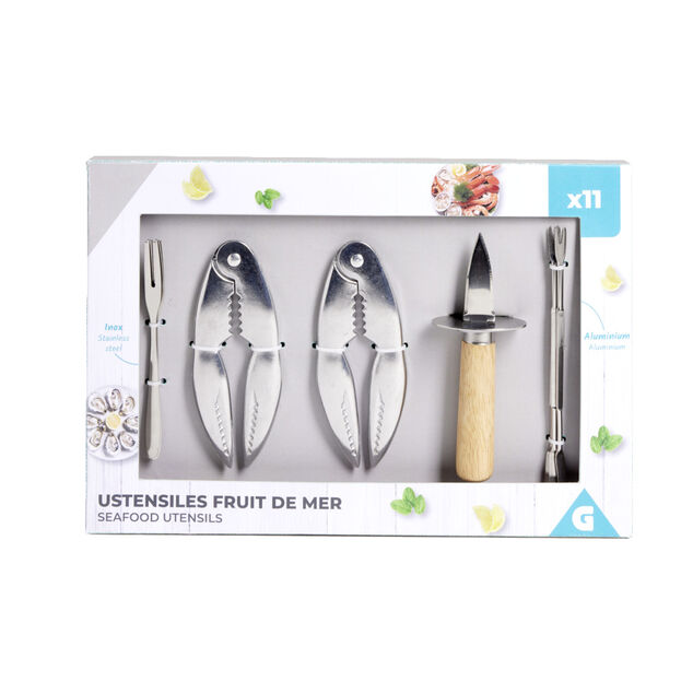 Ustensile pour fruit de mer 11 pi&egrave;ces