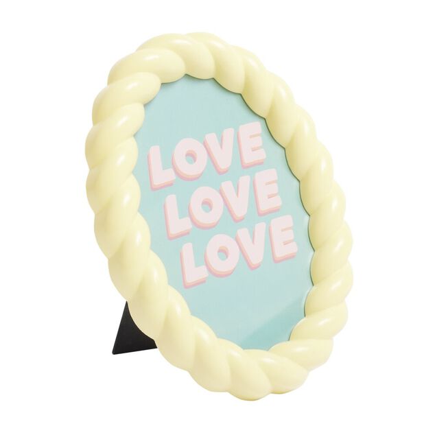 Cadre photo ovale bord torsadé plastique 13x17cm (2 modèles)