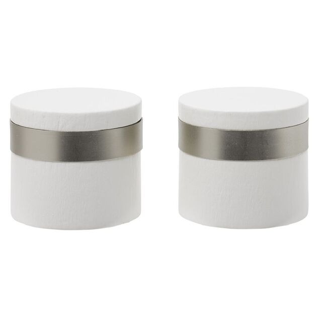 Embout de tringle en bois Blanc bague m&eacute;tal &Oslash;28mm x2