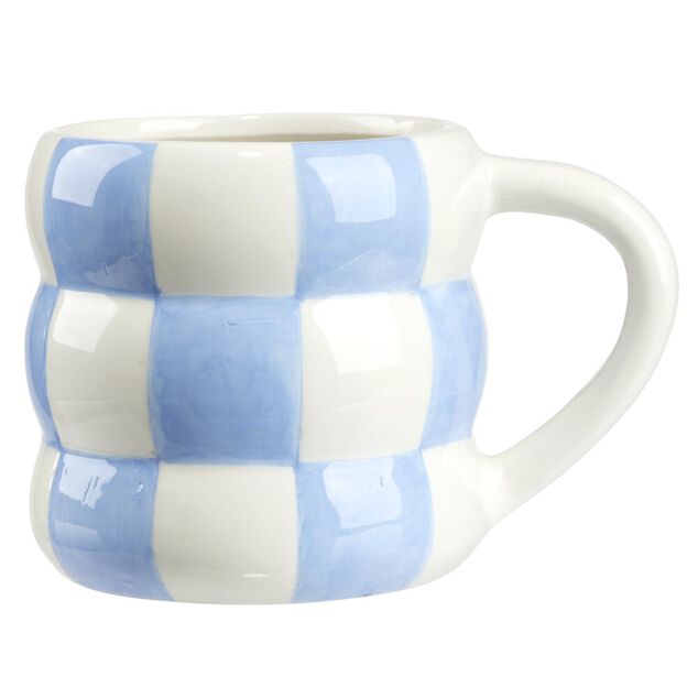 Mug dolomite 38cl motif damier bicolore &Oslash;9xH13cm (3 mod&egrave;les)