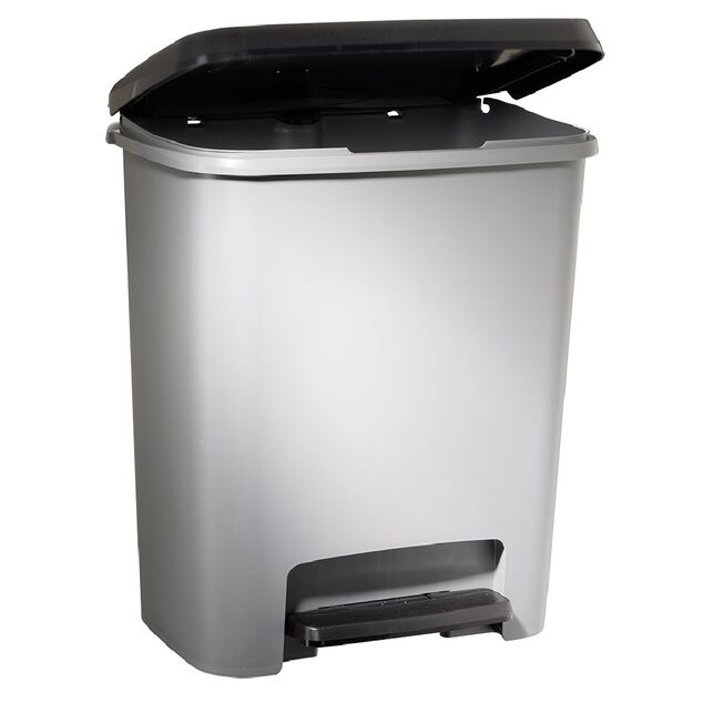 Poubelle &agrave; p&eacute;dale plastique gris 25L