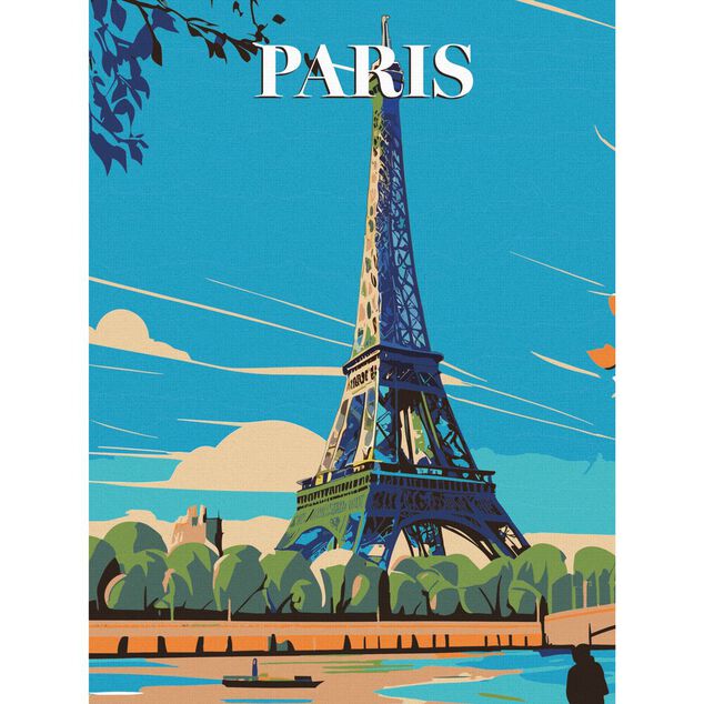 Toile &agrave; peindre &agrave; num&eacute;ro motif ville 30x40cm (5 mod&egrave;les)