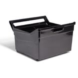 Bac de rangement plastique avec poign&eacute;es et roues 36x18xH28cm