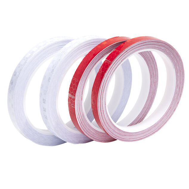Bande adhésive réfléchissante et découpable x4 rouge et blanc 8m