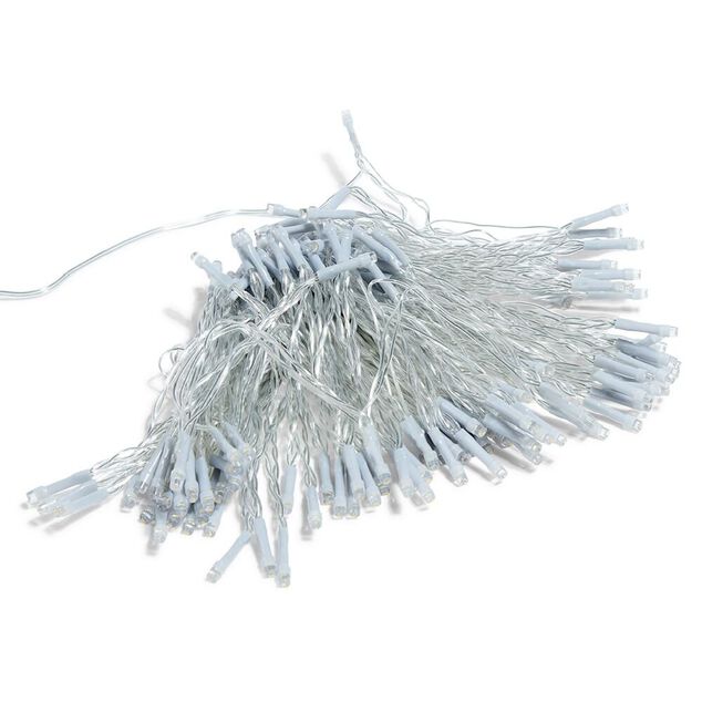 Guirlande rideau solaire 192 LED blanc chaud