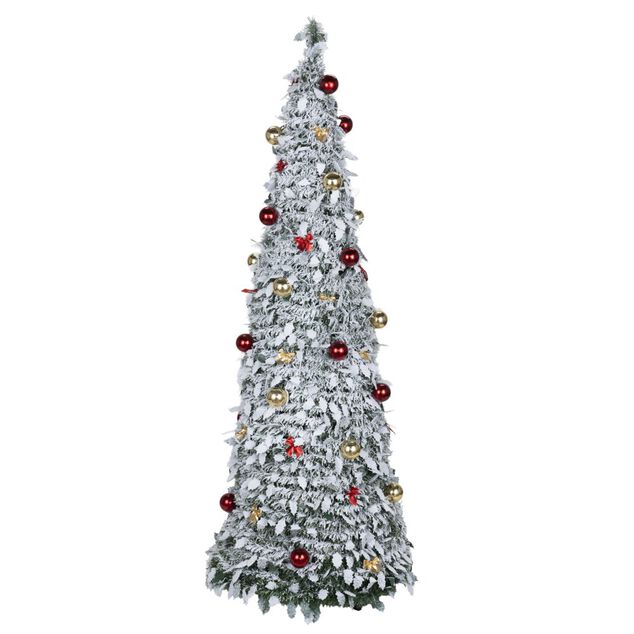 Sapin popup enneig&eacute; d&eacute;co boules de No&euml;l 30X30XH90 cm
