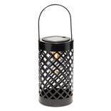 Lanterne solaire cylindrique m&eacute;tal marron &Oslash;11xH20cm