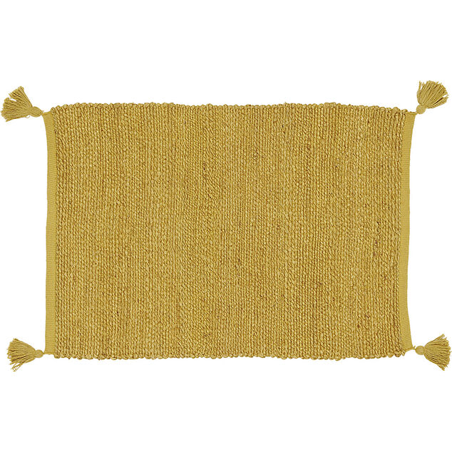 Tapis rectangulaire jute jaune moutarde