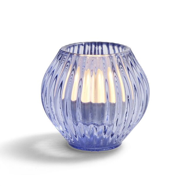 Bougeoir rond verre bleu &Oslash;7,5xH7,5cm