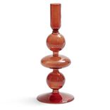 Bougeoir chandelier verre ambre Ø8,7xH21,5cm