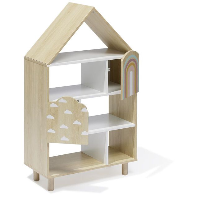 &Eacute;tag&egrave;re enfant 7 cases design nuage arc en ciel - L60,5xP30xH100 cm
