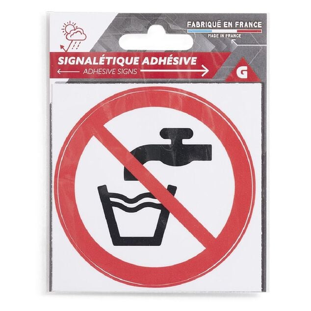 Signal&eacute;tique adh&eacute;sive "Eau non potable" - 8x8 cm