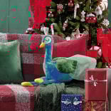 Peluche paon assis bleu et vert L40xl20xH70cm