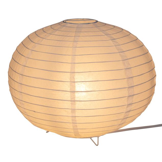 Lampe de table boule blanche en papier et métal Ø35xH28cm