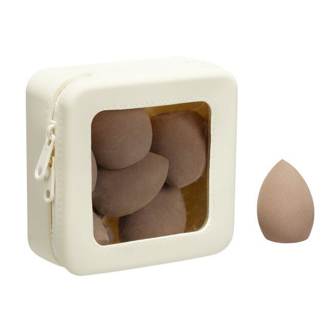 &Eacute;ponge cosm&eacute;tique x8 avec bo&icirc;te de rangement silicone (2 mod&egrave;les)