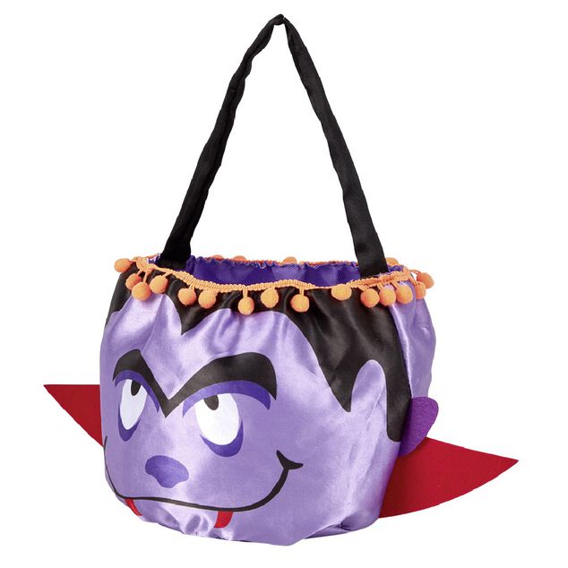Sac &agrave; bonbons Halloween design vampire violet et rouge