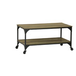 Table basse Detroit m&eacute;tal bois noir et marron  90x45xH50 cm