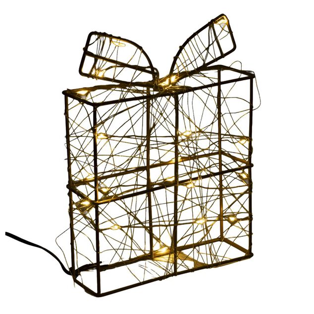 D&eacute;coration de No&euml;l LED cadeau lumineux en m&eacute;tal 15x5xH20cm