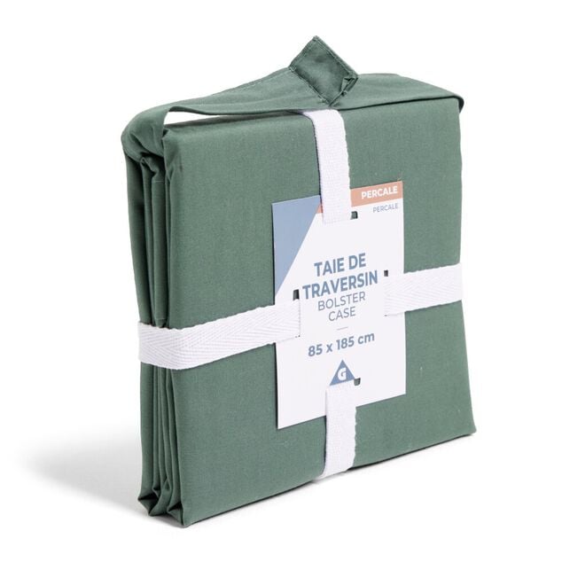 Taie de traversin 85x185cm 100% coton percale vert