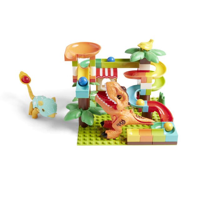 Jeu de construction bloc 78 pi&egrave;ces avec 2 dinosaures et billes