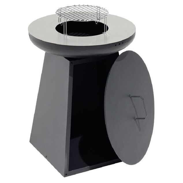 Barbecue brasero colonne Valparaiso plancha grill noir 50x50xH77,5cm