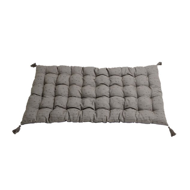 Matelas de sol 120x60cm pompons polycoton gris