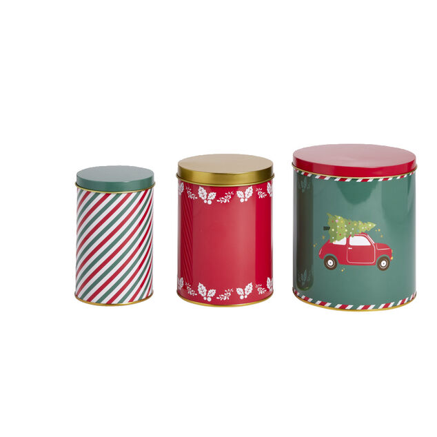 Lot de 3 boîtes alimentaires en métal décor Noël 3 tailles