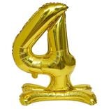 Ballon chiffre 4 avec support doré ou argenté 80cm