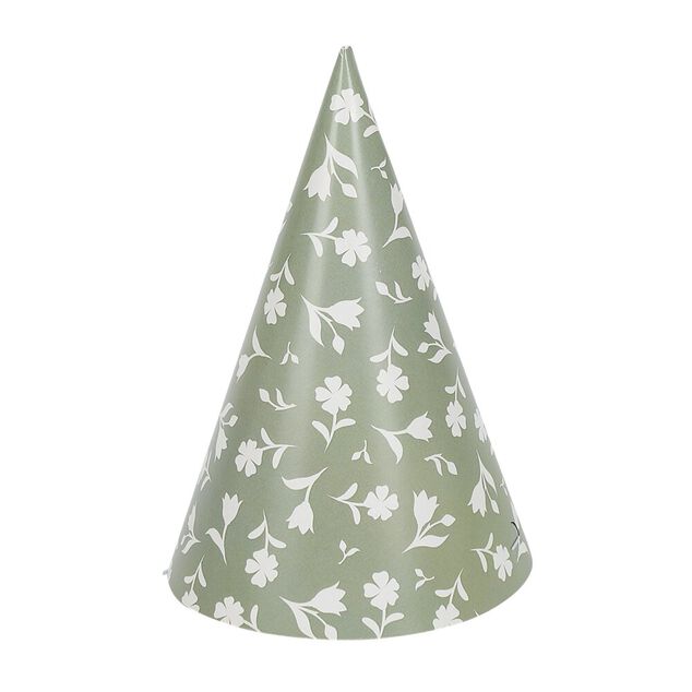 Chapeau de fête thème nature vert sauge x8