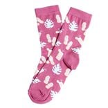 Chaussette femme polycoton tige longue rose motif tong T36/40