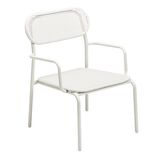 Chaise de jardin basse Faro m&eacute;tal gris clair 56,5x55xh75cm