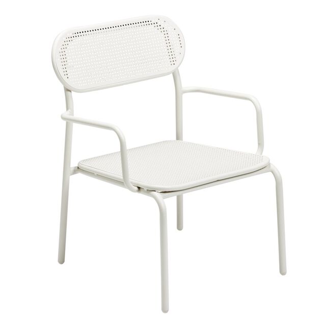 Chaise de jardin basse Faro m&eacute;tal gris clair 56,5x55xh75cm