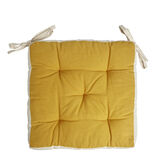 Galette de chaise matelass&eacute;e en coton moutarde 40x40cm