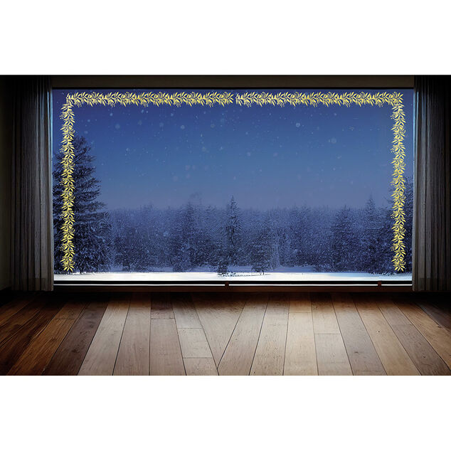 D&eacute;coration fen&ecirc;tre No&euml;l &eacute;lectrostatique frise de houx 120x20cm