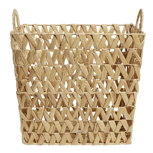 Panier &agrave; linge 26L 40xH42,5x28cm jacinthe d'eau et acier