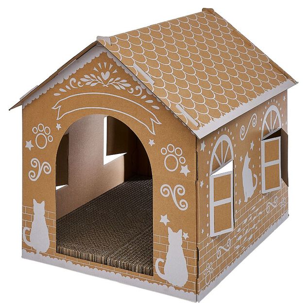 Maison pour chat à décorer avec grattoir intégré