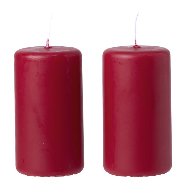Bougie pilier rouge &Oslash;5xH9,5 cm x2