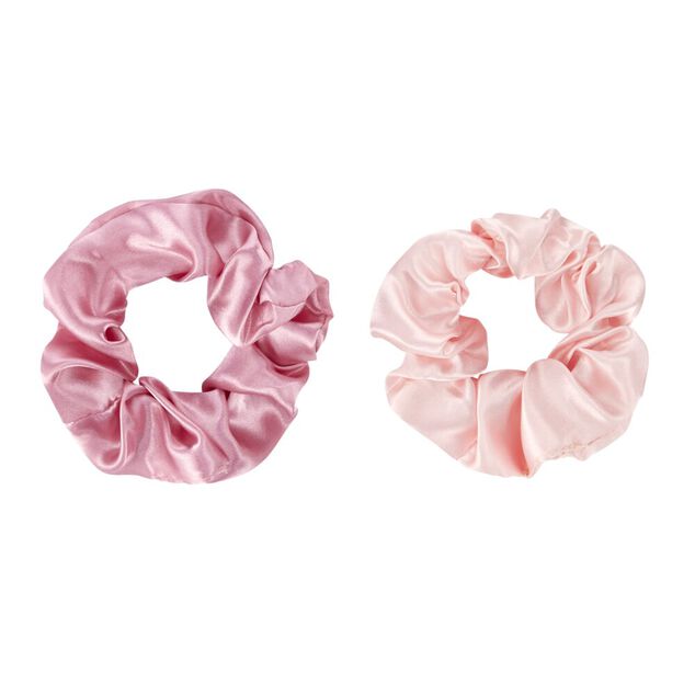 Chouchou satin&eacute; x2 en tissu uni &Oslash;11cm (2 mod&egrave;les)