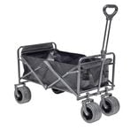 Chariot de plage XL pliable 4 roues plastique noir 93x58xH96,5cm