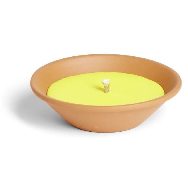 Bougie &agrave; 1 m&egrave;che citronnelle 280g pot terre cuite &Oslash;18x5cm