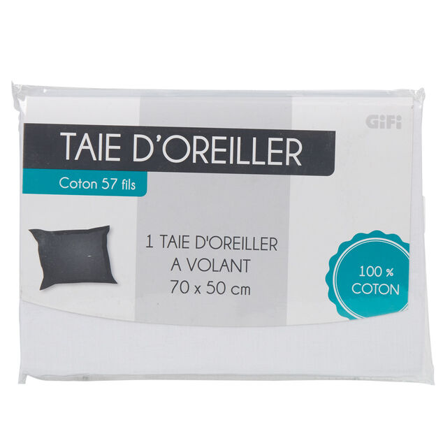 Taie d oreiller blanc avec volant