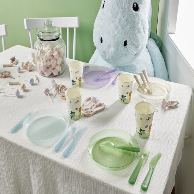 Lot de 12 couverts pour enfant plastique color&eacute;
