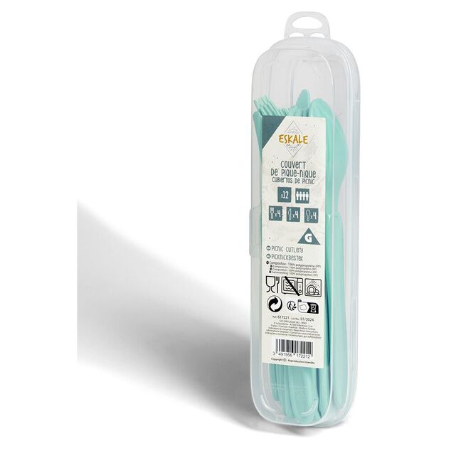 Couvert à pique-nique 4 personnes x12 bleu