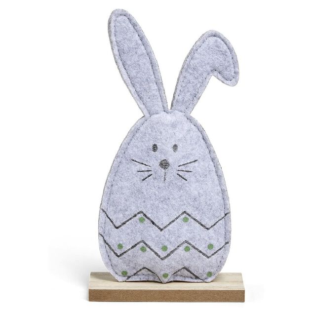 Lapin &agrave; poser en bois et polyester L.11xl.4xH.21cm