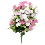 Piquet fleur artificielle rose et hortensia blanc rose