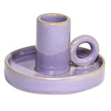 Bougeoir rond en céramique Ø9,6xH5,7cm - 2 modèles vert ou violet