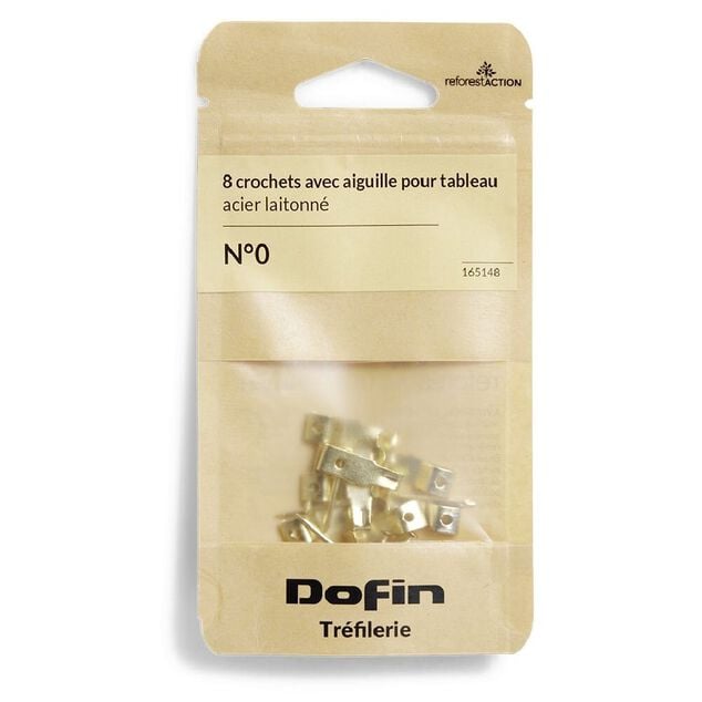 8 crochets à tableau avec aiguille acier laitonné - N°0
