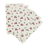 Pochette cadeau Noël x6 fantasia motif voiture avec sapin 20x28cm
